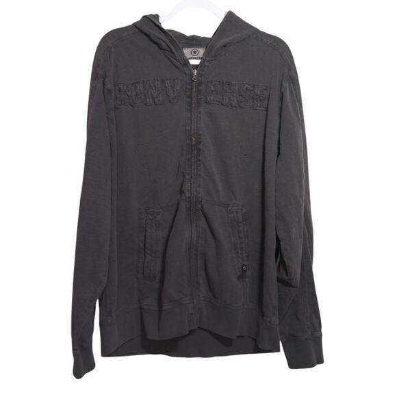 Vintage Y2k Converse All Star Slub Cotton Full Zip Hoodie Grey  Size L - Picture 1 of 10